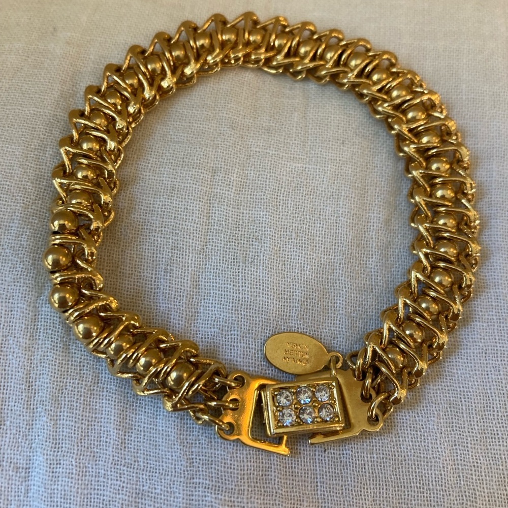 Nolan Miller Gold-Tone Rhinestone Figaro Link Bracelet